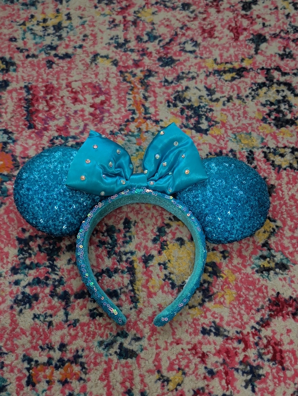 Disney Teal Sequin Mouse Ear Headband with Bow